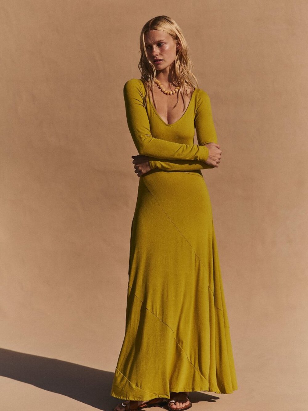 Free People Tatiana Maxi Dress Large Green Citron NWT